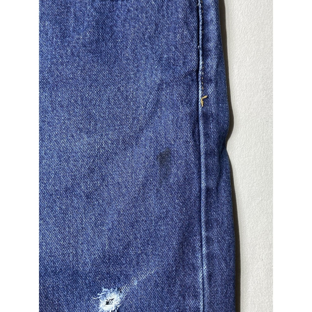 Levis 505 Jeans Mens 32x32 Regular Fit Straight Leg Blue Denim Distressed - Picture 5 of 14